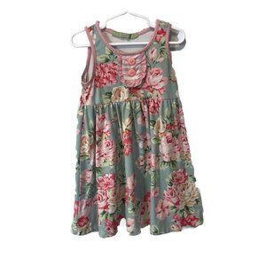 Millie Loves Lily Dress Size 4 Pink Green Flowers Sleeveless Summer Sun